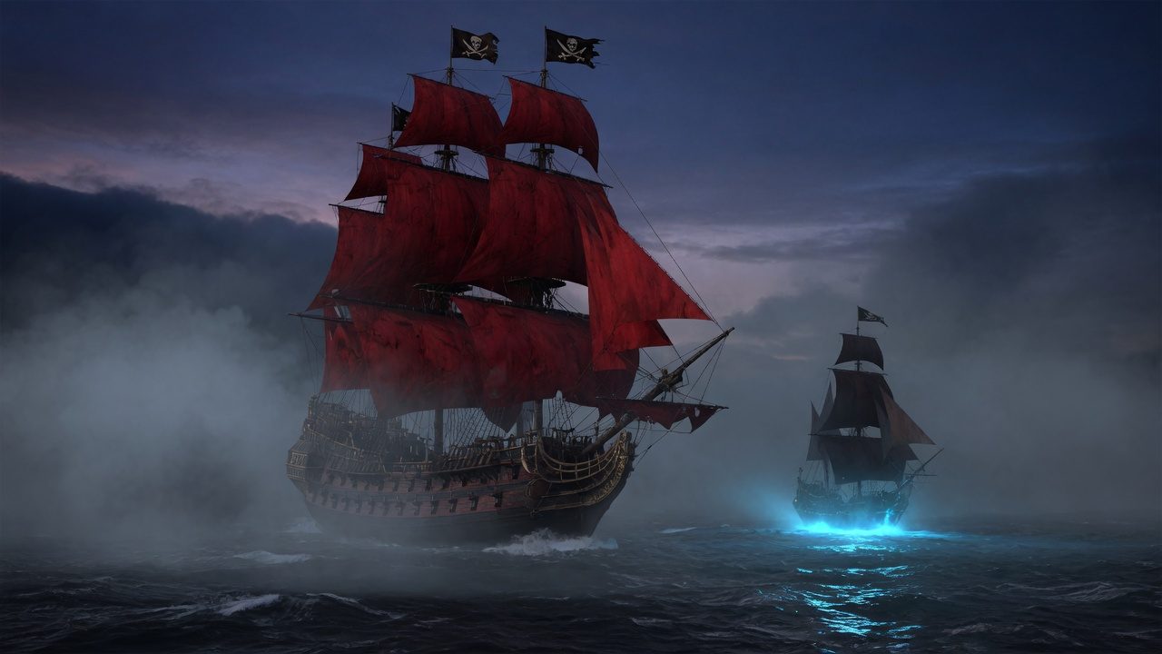La Crimson, enorme nave dallo scafo cremisi, squarcia la nebbia e punta il Fulgor