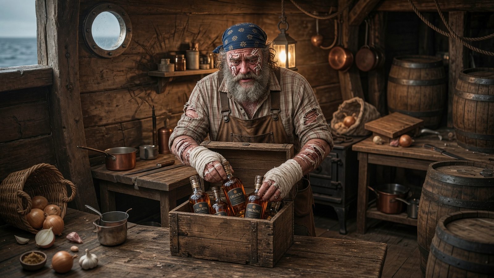 Jack apre la cassetta con su scritto mutande Mark e trova otto bottiglie di rum