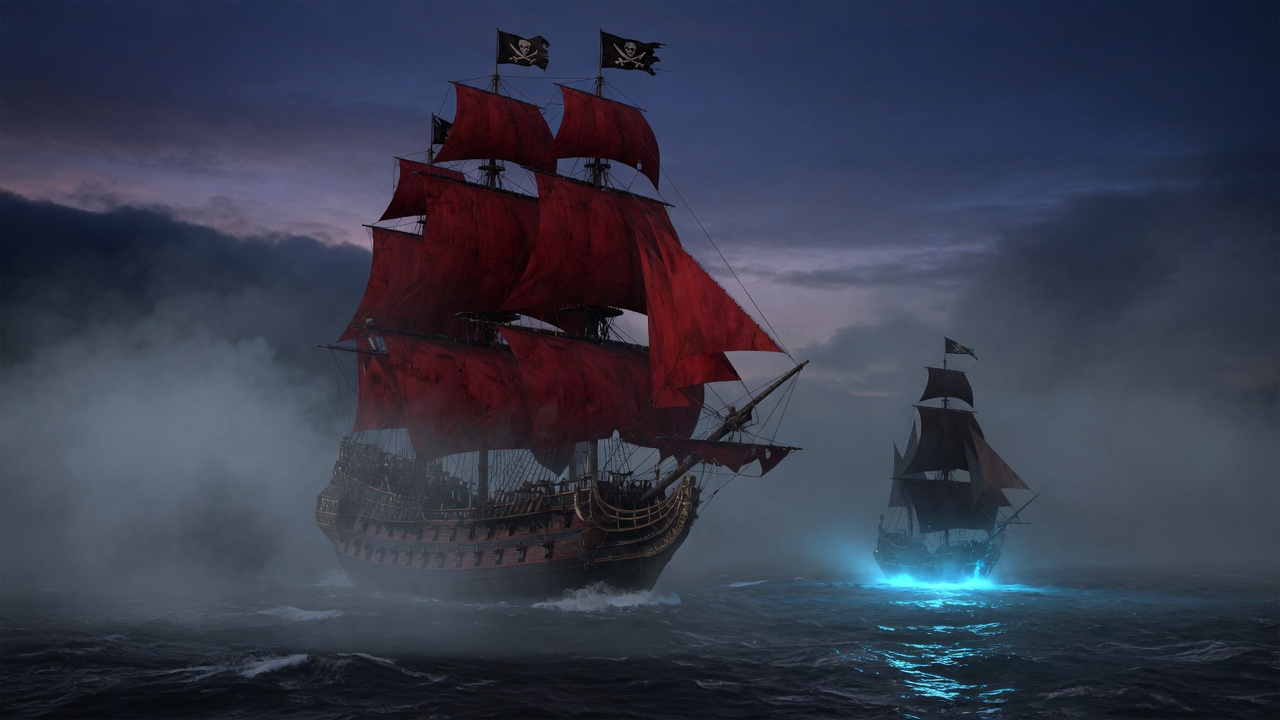 La Crimson, enorme nave dallo scafo cremisi, squarcia la nebbia e punta il Fulgor